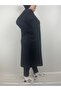 Women's Black Robe Two Side Whole Pocket Hooded Long Sleeve Two Thread Tunic - 2