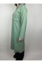 Women's Mint Green Robe Side Two Pockets Hooded Long Sleeve Two Yarn Tunic - 5