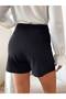 Women's Black Scuba Crepe Button Detail Shorts - 7