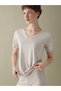 Lcwaikiki Classic Gray V-Neck Women's T-Shirt