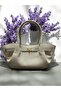 Cream Hand and Shoulder Bag with Magnet Locking Adjustable Long Strap with Front Lock Detail - 3