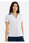 Women's White Short Sleeve V- Neck Polo Shirt, Lightweight Summer Collection