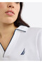 Women's White Short Sleeve V- Neck Polo Shirt, Lightweight Summer Collection - 4
