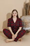 Women's Battal Milan Fabric Short Sleeve Shirt Collar Plus Size Pajamas Set - 6