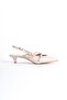 Vendy Beige Patent Leather (3cm) Heeled Pointed Toe Three-Strapped Casual Shoes - 6