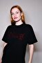 Lylies Red Stone Printed Relaxed Fit Black Women's Tshirt - 4