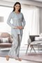 Women's Blue Patterned Maternity Sleepwear Set with Breastfeeding Features - 3