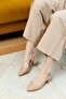 Aura Nude Side Buckle (4 cm Heel Height) Pointed Toe Heeled Ballerina Shoes - 5