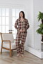 Buttoned Front Patterned Long Sleeve Single Jersey Women's Pajamas Set Vg137 - 3