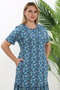 Floral Print Summer Modal Dress with Buttons and Ruffles - 2