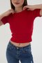 Women's 3-Piece Corded Cotton Crew Neck Knitted Camisole Crop T-Shirt - 3