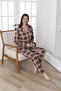 Buttoned Front Patterned Long Sleeve Single Jersey Women's Pajamas Set Vg137 - 7