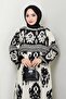 Colorful Patterned Viscose Dress - Black / E0122 - 5