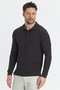 Men's Regular Fit Polo Collar Basic Sweatshirt with Drop Knit - 3