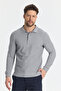 Men's Regular Fit Polo Collar Basic Sweatshirt with Drop Knit - 4