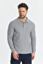 Men's Regular Fit Polo Collar Basic Sweatshirt with Drop Knit - 3