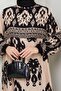 Colorful Patterned Viscose Dress - Black Beige/ E0122 - 6