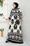 Colorful Patterned Viscose Dress - Black / E0122 - 2