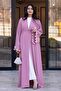 Zahra Abaya with Pink Sleeve Flower Detail - 4