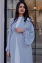 Gray Sleeve Floral Detailed Zahra Abaya - 4