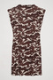 Wave Patterned Sleeveless Mini Dress Brown - 2