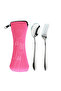 3/4 Jumbo Lunch Box w/ Bowl, Spoon & Fork - Pink - 8