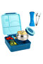 3/4 Jumbo Lunch Box w/ Bowl, Spoon & Fork - Blue