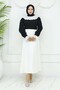 Scuba Flared Skirt White 212