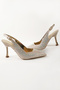 Women's Gold Gold Open Back Pointed Toe Stone Evening Shoes - 2