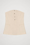 Button Detailed Strapless Blouse Ecru - 2