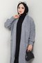 Shawl Collar Pocketed Knitwear Cardigan Gray Hm2534 - 6