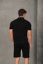 Black Half Oversize Zippered Men's Shorts Set 054 - 3