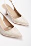 Women's Stone Embellished Thin Heeled Evening Shoes Gold - 6