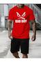 Bad Boy Printed T-Shirt - Red Black Top and Short Set