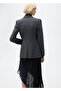 Straight Cut Micro Houndstooth Patterned Blazer Jacket - 4