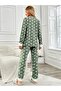 Embroidered Heart Detailed Ribbed Women's Fleece Pajama Set Lmr006 - 4