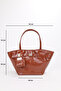 Women's Charm Detailed Tan Wrinkled Patent Leather Hand and Shoulder Bag with Magnet Closure Samira - 8