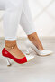 Jatqılı Plus Red White Goblet Heeled Shoes - 2