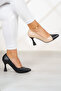 Jatqılı Plus Tan Black Goblet Heeled Shoes 9 Cm.