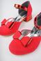 Girl's Red Evening Dress Glitter Sand Detailed Bow Shoes - 3