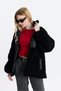 Black Embroidery Detail Pocketed Welsoft Fleece Cardigan 18887 - 2