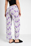 Cotton Thin Breathable Fabric Ribbon Waist Detailed Printed Pocketless Women's Pajama Bottoms