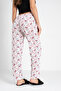 Cotton Thin Breathable Fabric Ribbon Waist Detailed Printed Pocketless Women's Pajama Bottoms