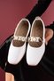 Stamp White Skin Pearl and Seal Accessory Banded Ballerinas