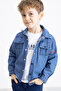 Blue Crew Neck T-Shirt with Back Print for Boys Jean Shirt 20094 - 4