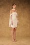 Ecru Sandy Gathered Rochie scurta de seara de nunta - 2
