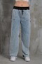 Polopass 021 Women's Tassel Pocket Wide Leg Combed Cotton Denim Trousers - Black Snow - 2