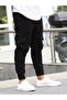 Lycra black cargo pants with elastic waist and legs