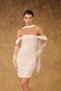 Ecru Sandy Gathered Rochie scurta de seara de nunta - 4