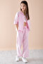 Pink Half Sleeve Girl's 3 Piece Cropped Suit 20325